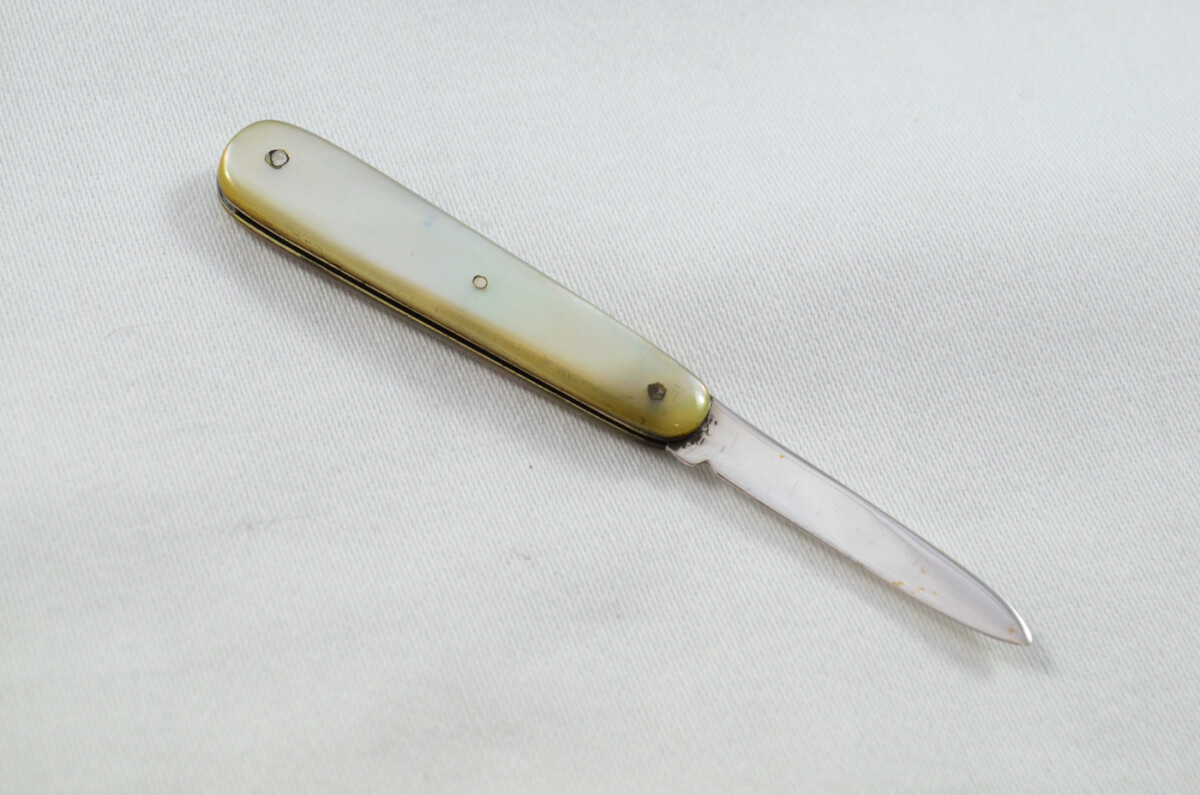 Sheffield Charles Fletcher Solid Silver Bladed Mother Of Pearl Scaled Pen/Fruit Knife 1924 - Image 5