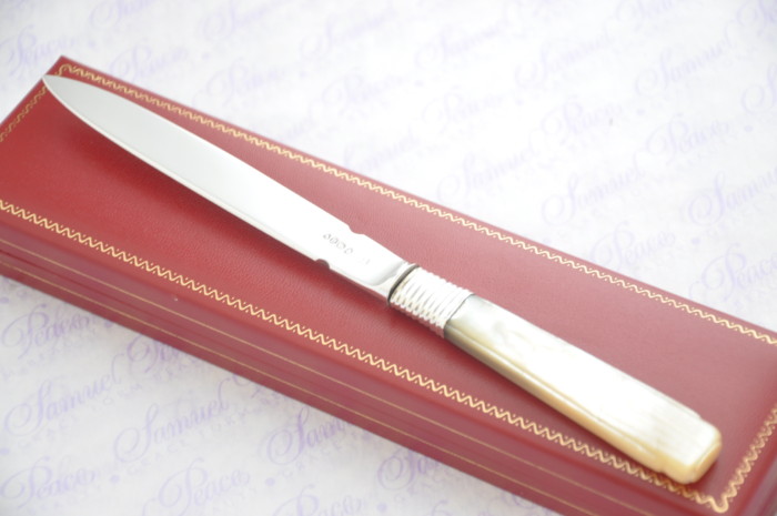 Pristine Mother of Pearl Sterling Silver Bladed Letter Opener London 1828 Cased - Image 7