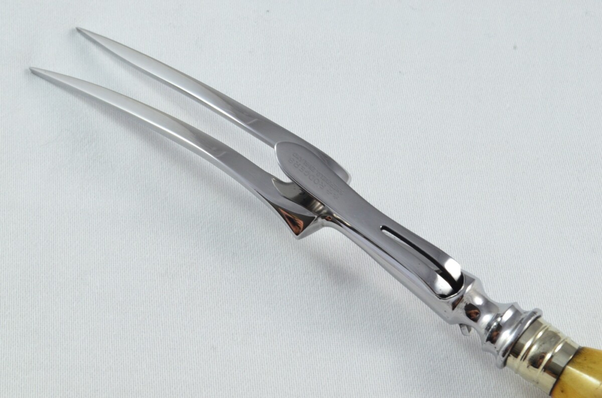 Joseph Rodgers & Sons Sheffield Handmade Stag Antler Horn Handled 3 Piece Carving Set c.1900 - Image 9