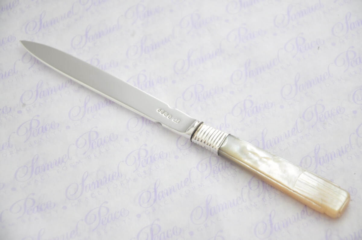 Pristine Mother of Pearl Sterling Silver Bladed Letter Opener London 1828 Cased