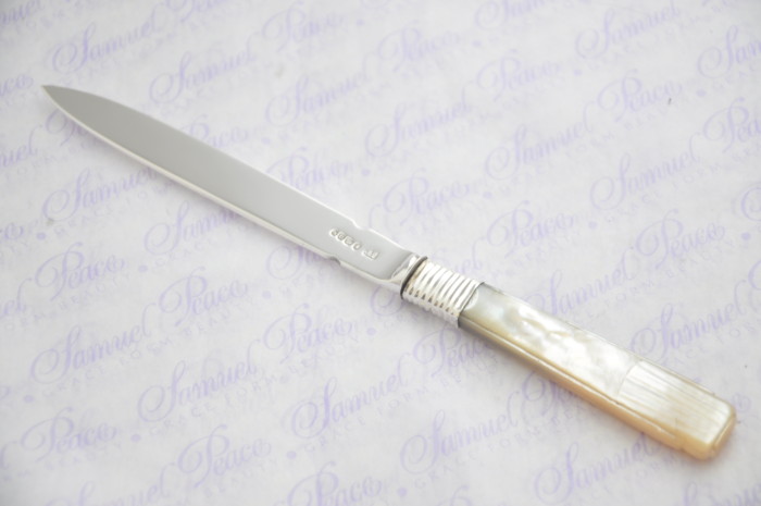 Pristine Mother of Pearl Sterling Silver Bladed Letter Opener London 1828 Cased