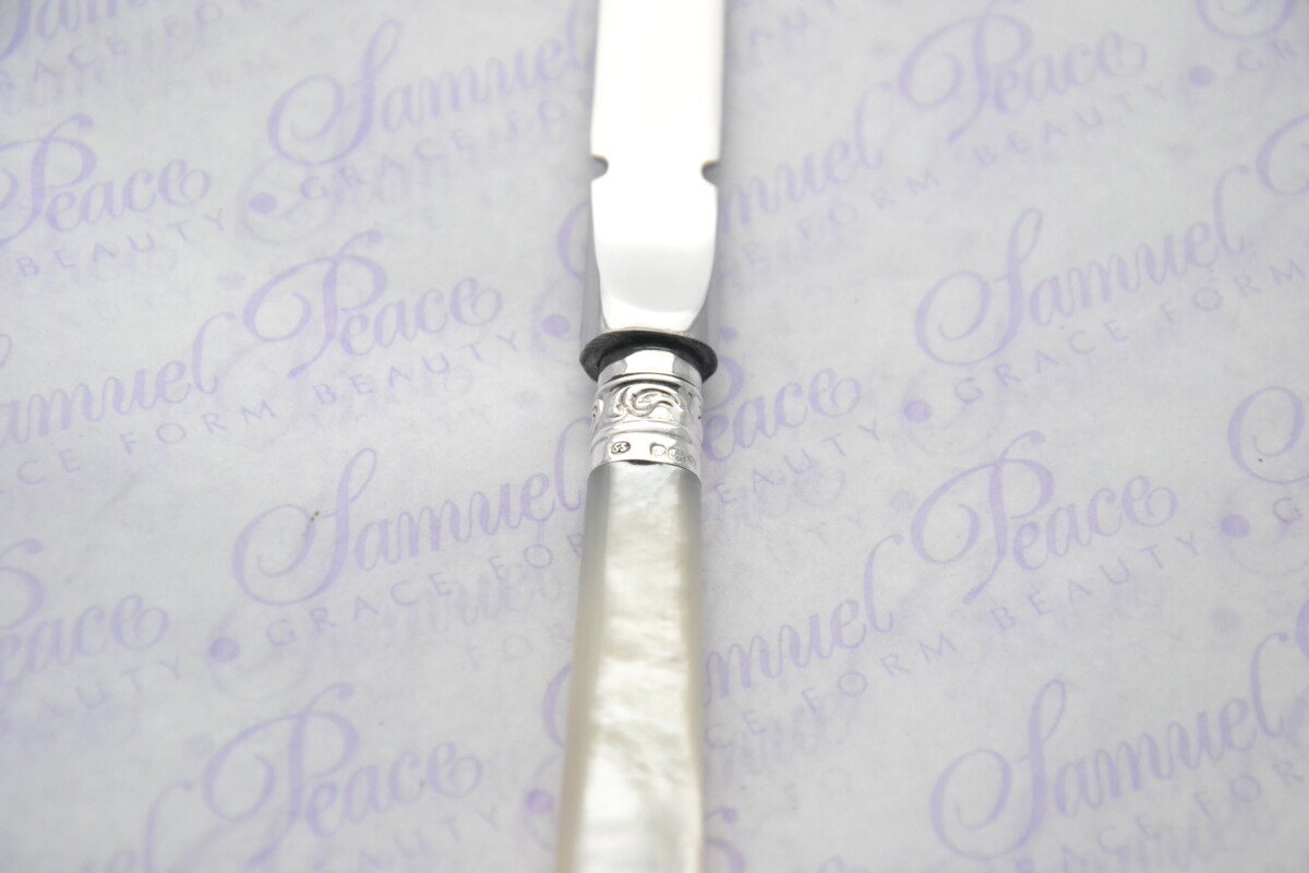 Allen & Darwin Pristine Mother of Pearl Sterling Silver Ferruled Letter Opener Sheffield 1966 Cased - Image 5