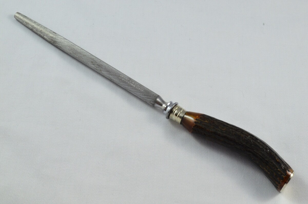 Joseph Rodgers & Sons Sheffield Handmade Stag Antler Horn Handled 3 Piece Carving Set c.1900 - Image 11