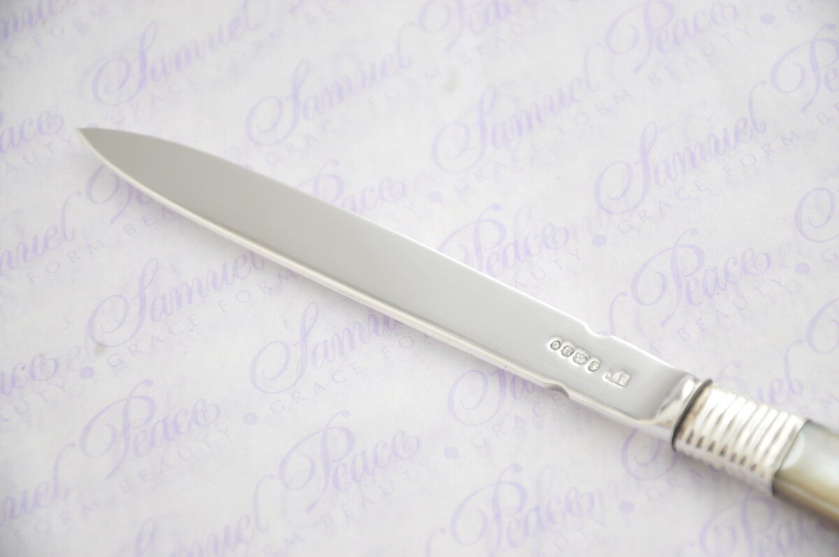 Pristine Mother of Pearl Sterling Silver Bladed Letter Opener London 1828 Cased - Image 4