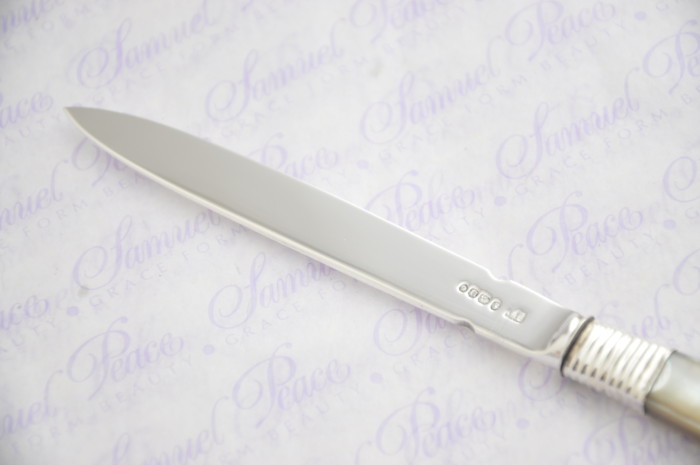 Pristine Mother of Pearl Sterling Silver Bladed Letter Opener London 1828 Cased - Image 4