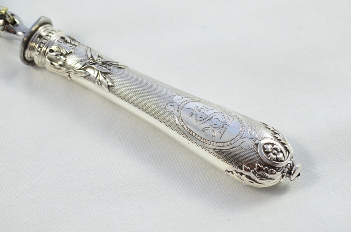 Immaculate Cased French Silver 2 Piece Carving Set Made in Paris Circa 1900 - Image 10