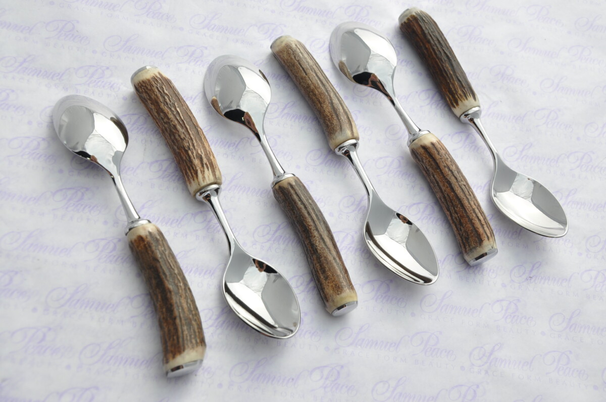 Six Genuine Stag Handled Tea Spoons Boxed - Image 4