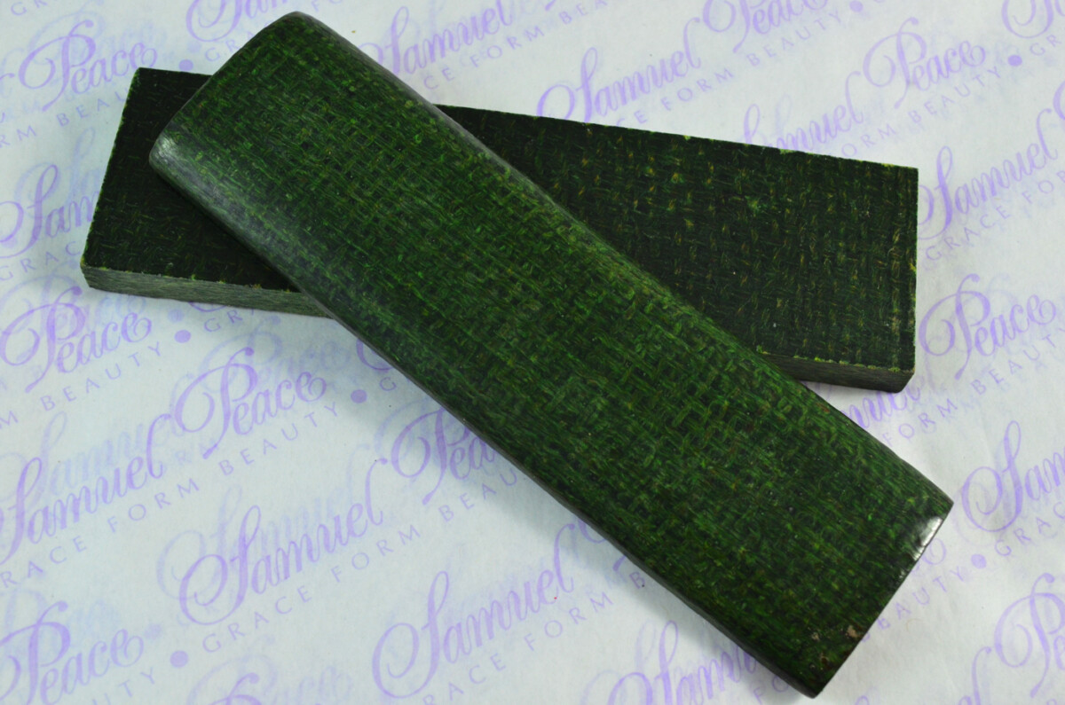 Pair of Forest Green Burlap Canvas Micarta Knife Scales Knife Making Parts Micarta Blanks