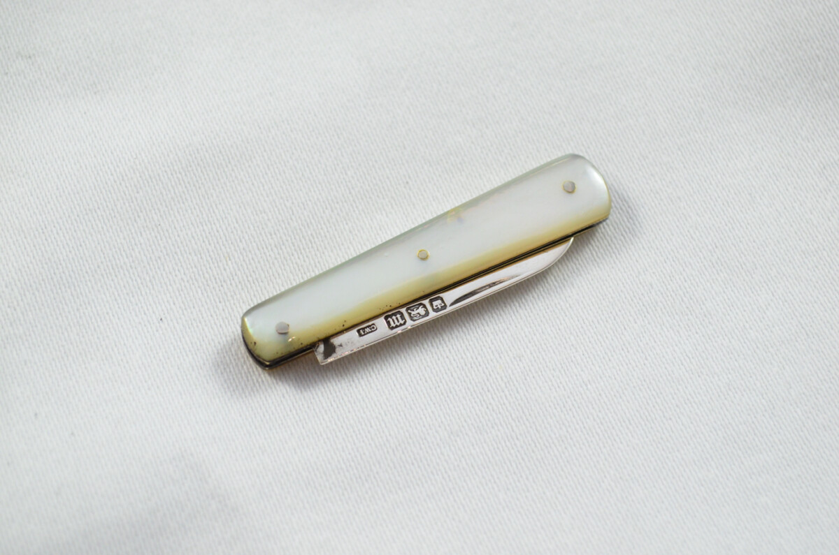 Sheffield Charles Fletcher Solid Silver Bladed Mother Of Pearl Scaled Pen/Fruit Knife 1904 - Image 7
