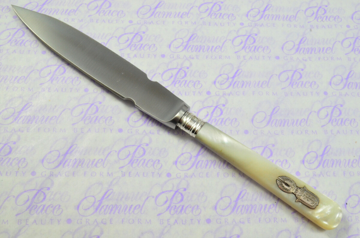 John Biggin Mother of Pearl Sheffield Sterling Silver Ferruled Letter Opener Sheffield 1920 Cased - Image 3