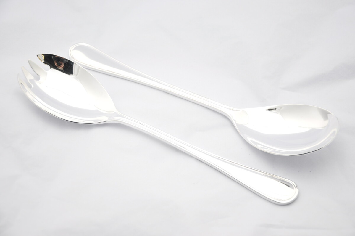 Silver Plated Old English Thread Salad Servers Gift Boxed