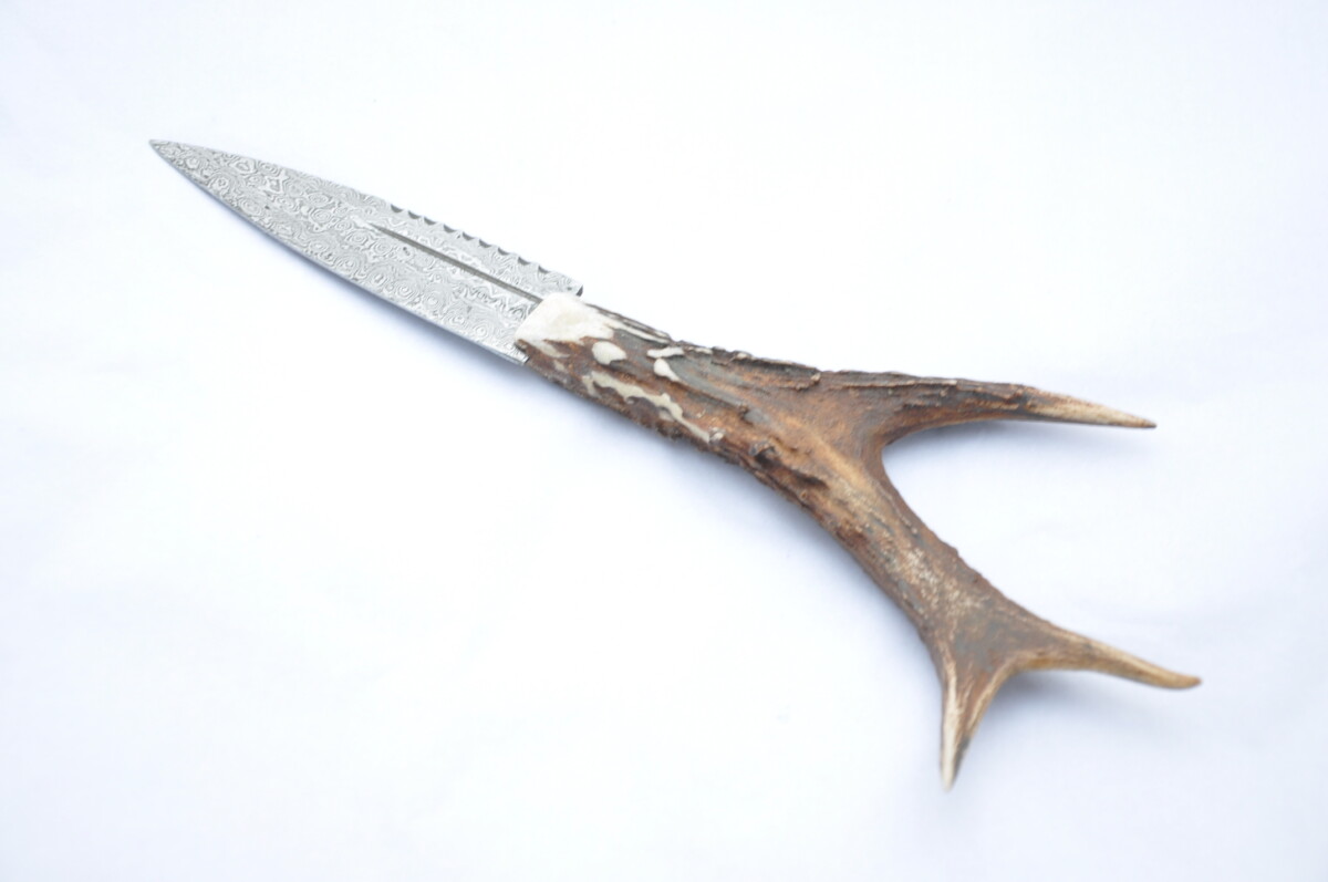 Genuine Full Roe Deer Damascus Steel Stag Handle Sgian Dubh