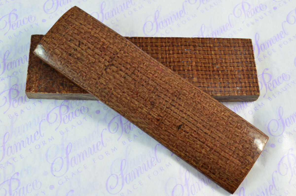 Pair of Coyote Brown Burlap Canvas Micarta Knife Scales Knife Making Parts Micarta Blanks