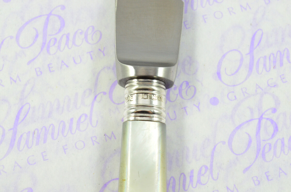 John Biggin Mother of Pearl Sheffield Sterling Silver Ferruled Letter Opener Sheffield 1920 Cased - Image 6