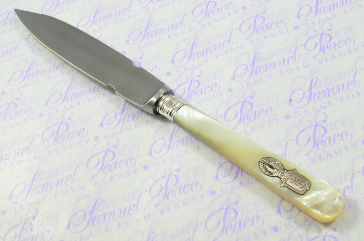 John Biggin Mother of Pearl Sheffield Sterling Silver Ferruled Letter Opener Sheffield 1920 Cased - Image 8