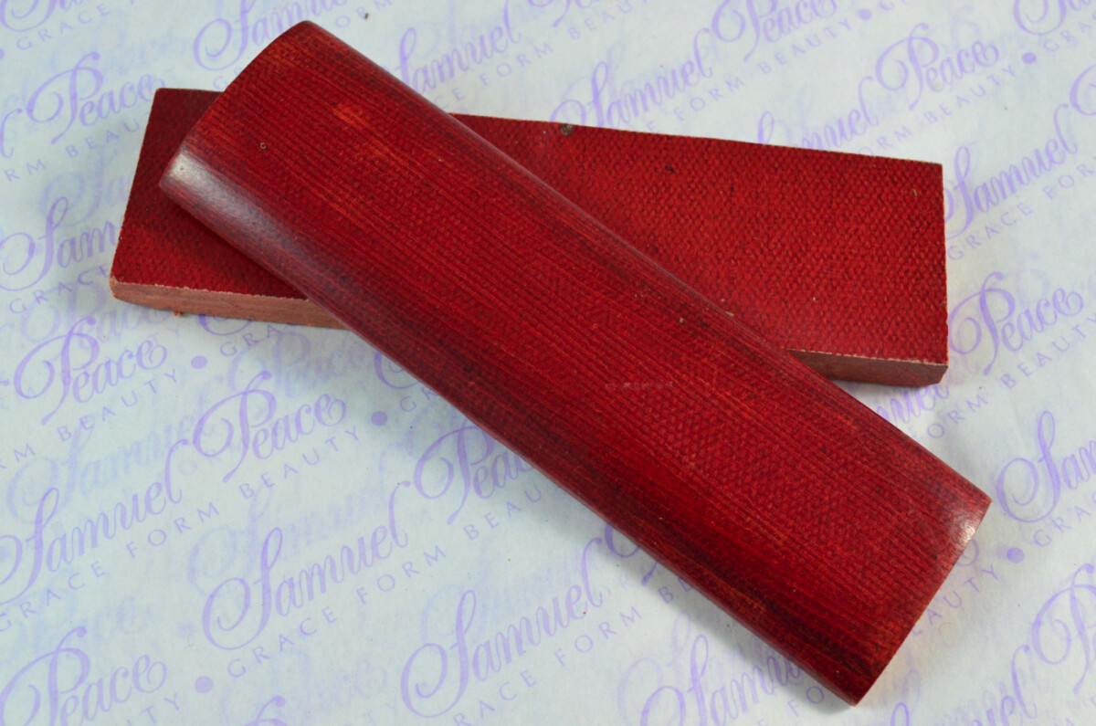 Pair of Cherry Red Canvas Micarta Knife Scales Knife Making Parts Micarta Blanks