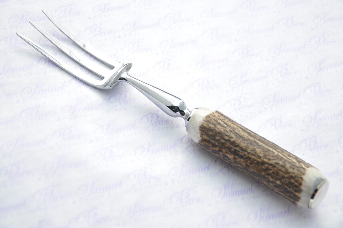 A Genuine Stag/Antler Handle 2 Piece Carving Set 3 Prong Fork Cased Made In Sheffield England - Image 6
