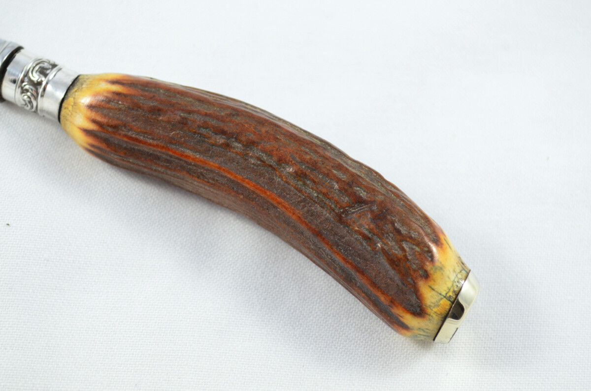 Antique HARRODS 6+6 Genuine Stag/Antler Handle Steak Knives & Forks Made in Sheffield England - Image 6