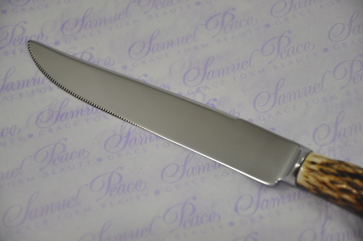 Six Baslow Genuine Stag/Antler Handle Steak Knives Made Sheffield England - Image 4