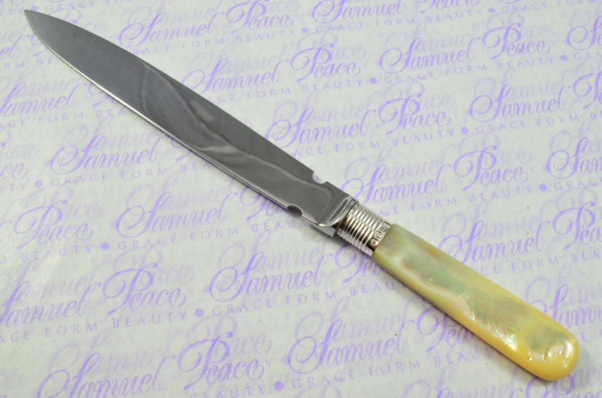 Frank Cobb Mother of Pearl Sheffield Sterling Silver Ferruled Letter Opener Sheffield 1896 Cased - Image 3