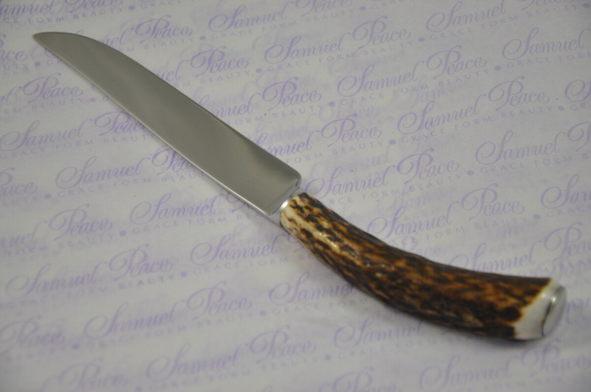 Six Baslow Genuine Stag/Antler Handle Steak Knives Made Sheffield England - Image 5