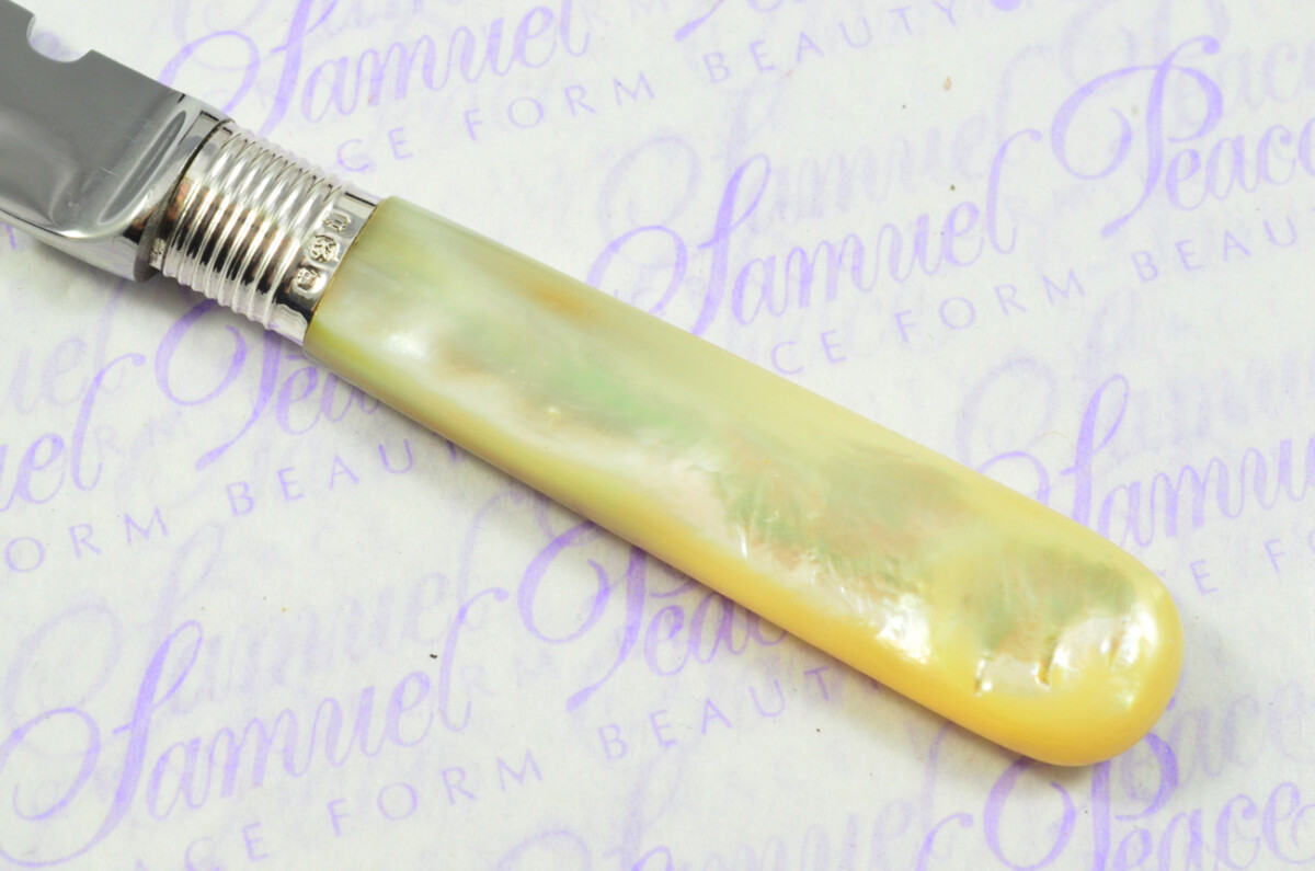 Frank Cobb Mother of Pearl Sheffield Sterling Silver Ferruled Letter Opener Sheffield 1896 Cased - Image 4