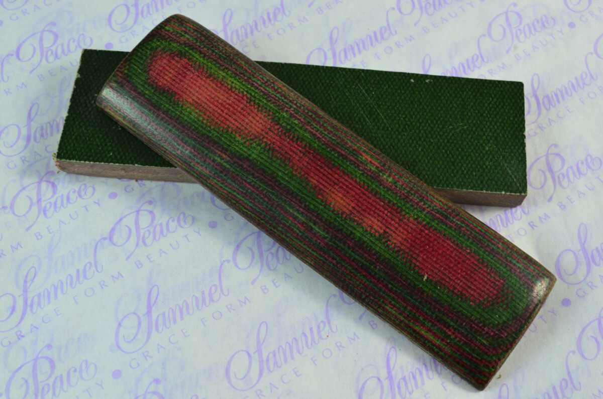 Pair of Red & Green Canvas Micarta Knife Scales Knife Making Parts Micarta Blanks