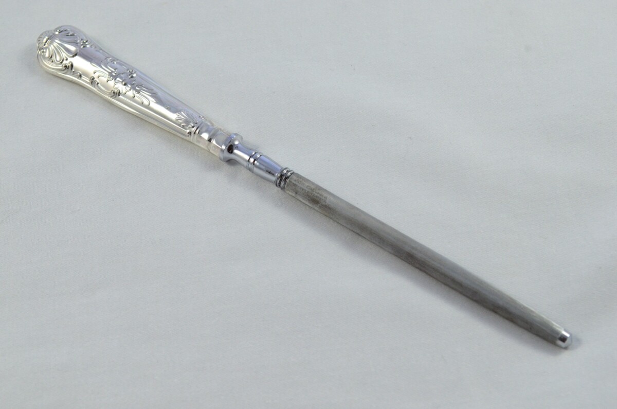 Great Beatson Drake Sterling Silver Handle 3 Piece Carving Set Boxed Queens Pattern Made In Sheffield 1996 - Image 7
