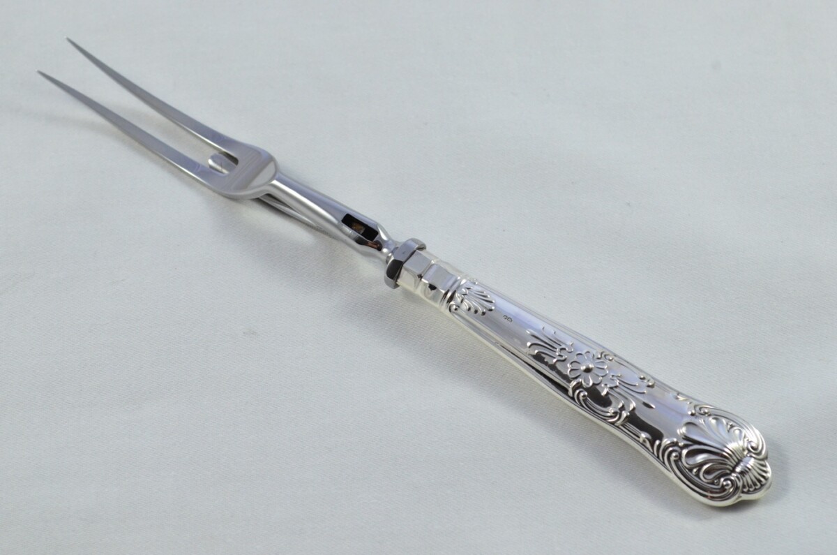 Great Beatson Drake Sterling Silver Handle 3 Piece Carving Set Boxed Queens Pattern Made In Sheffield 1996 - Image 9