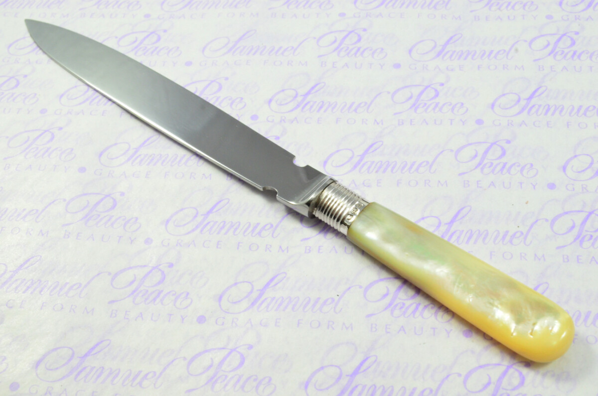 Frank Cobb Mother of Pearl Sheffield Sterling Silver Ferruled Letter Opener Sheffield 1896 Cased - Image 7