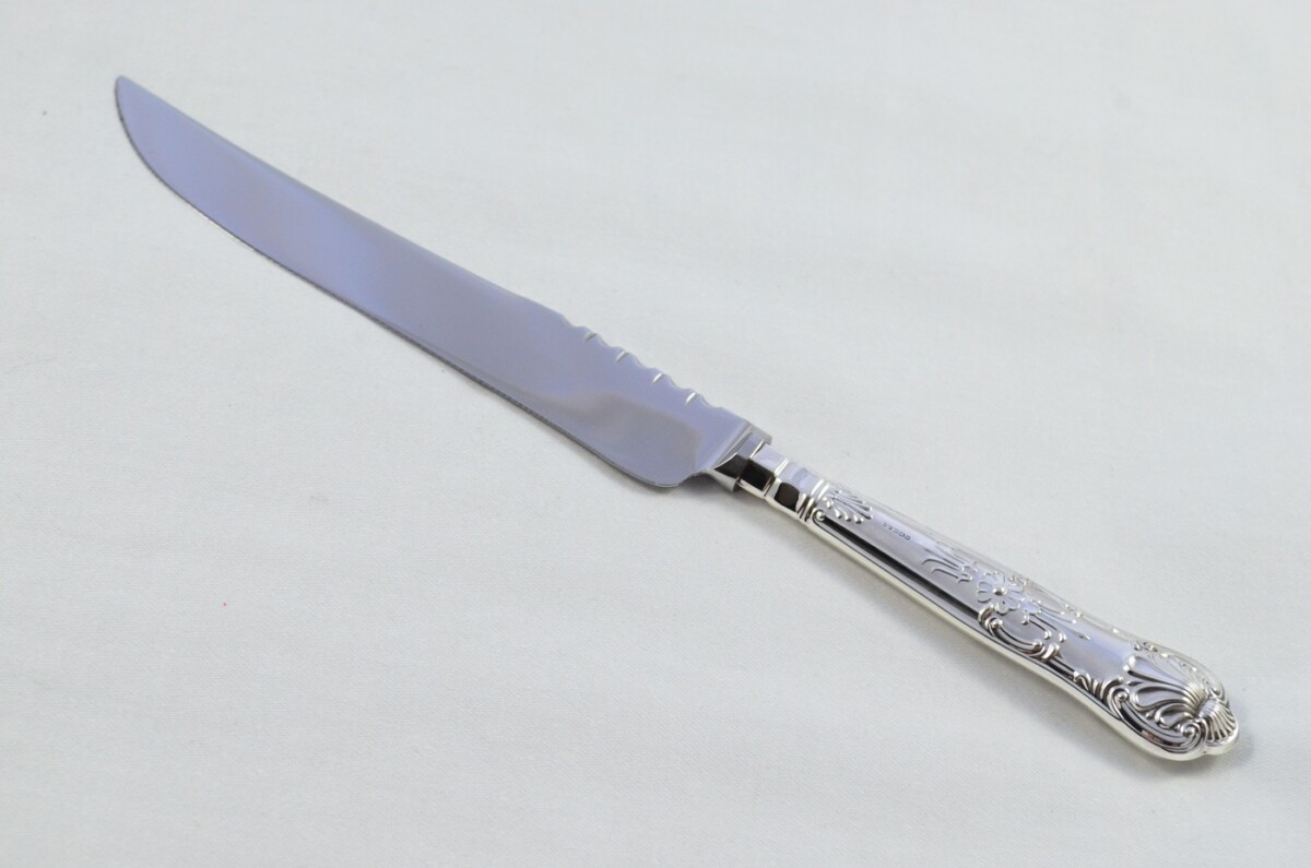 Fantastic Beatson Drake Sterling Silver Handle 3 Piece Carving Set Boxed Queens Pattern Made In Sheffield 1996 - Image 4