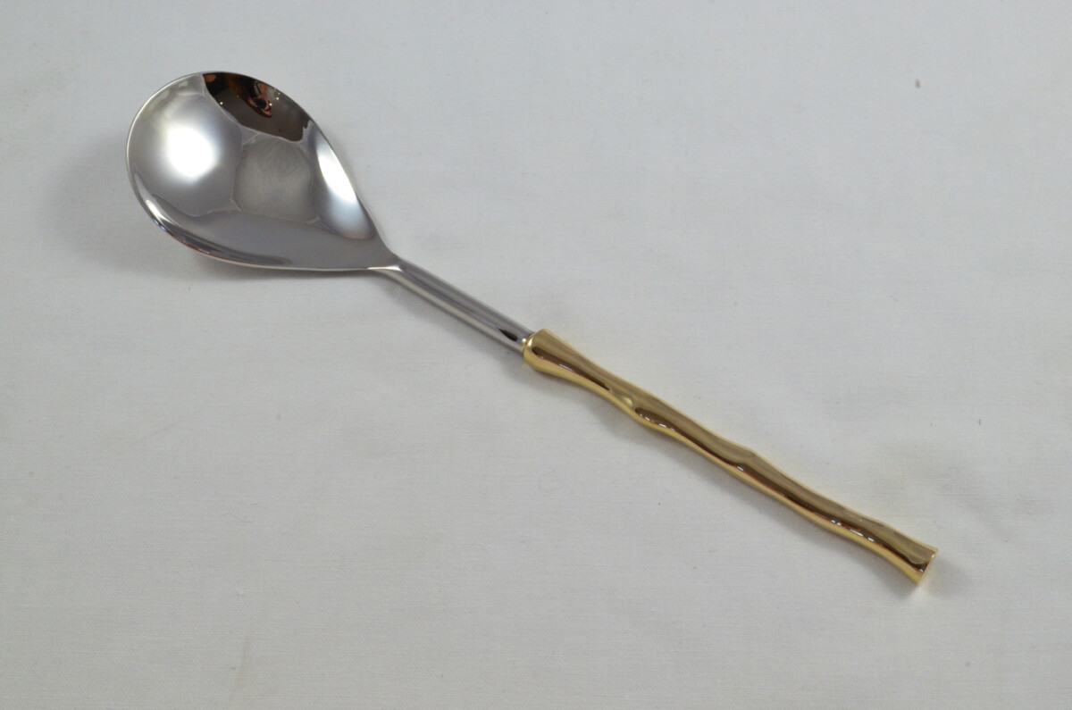 A Pair Of Limited Edition Gold Plated Stainless Steel Salad Servers Harvest Pattern - Image 5