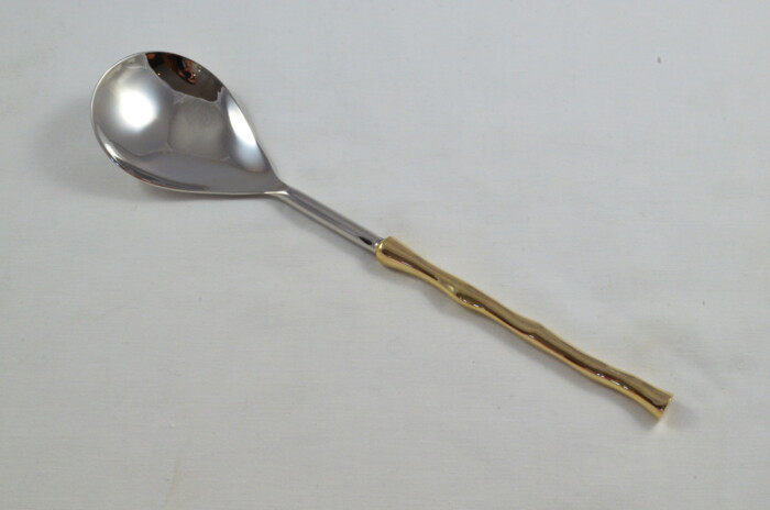 Pair Of Limited Edition Gold Plated Stainless Steel Salad Servers Harvest Pattern - Image 5