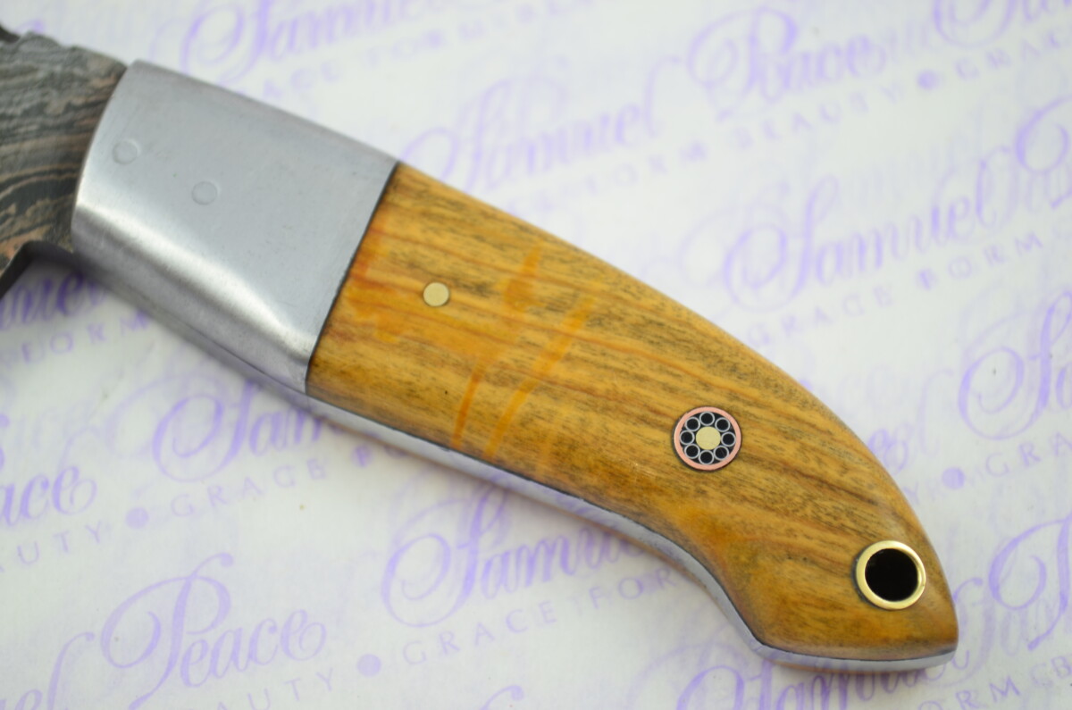 Full Scale Tang Damascus Steel Skinner Olive Wood Scales 3.5" Blade - Image 2