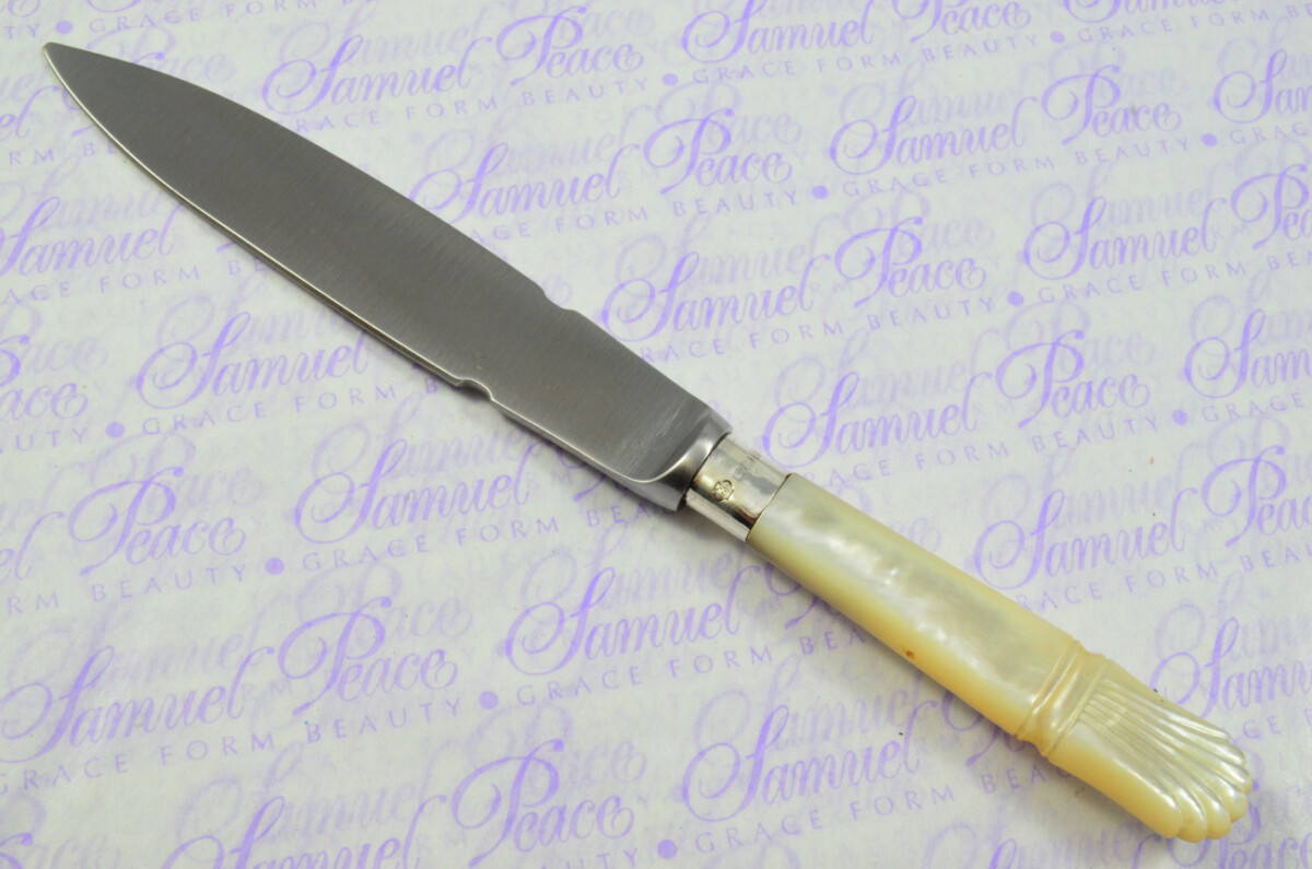 William Hutton & Sons Sheffield Mother of Pearl Sterling Silver Ferruled Letter Opener Sheffield 1910 Cased - Image 3