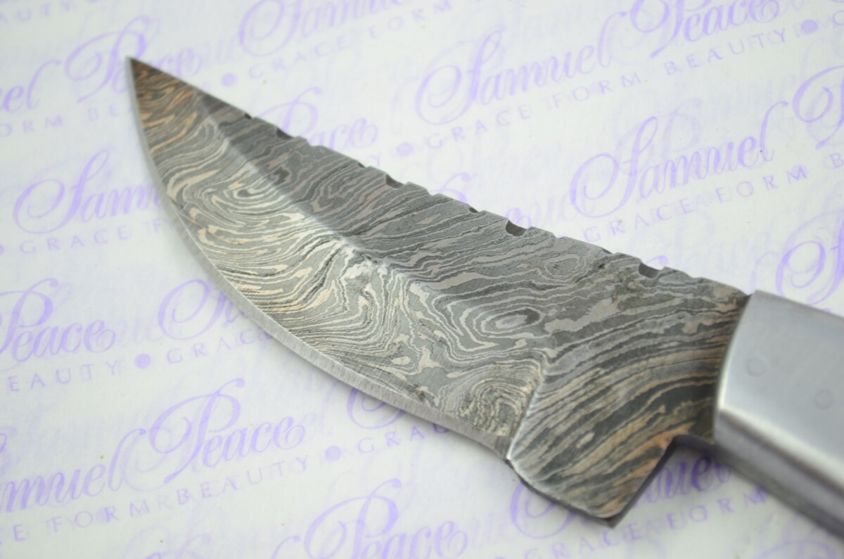 Full Scale Tang Damascus Steel Skinner Olive Wood Scales 3.5" Blade - Image 3