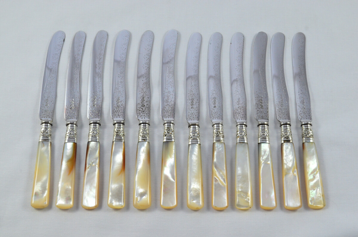 Allen & Darwin Set Of 12 & 12 Mother Of Pearl Handled Fruit Knives and Forks - Image 5
