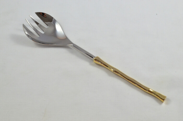 Pair Of Limited Edition Gold Plated Stainless Steel Salad Servers Harvest Pattern - Image 3