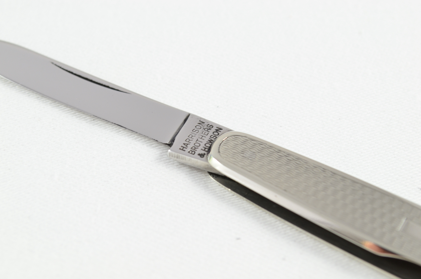 A HB&H Engine Turned Nickel Pocket Pen Knife Sheffield 1920 - Image 3