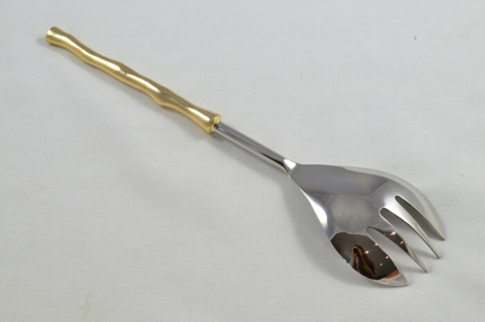 Pair Of Limited Edition Gold Plated Stainless Steel Salad Servers Harvest Pattern - Image 4