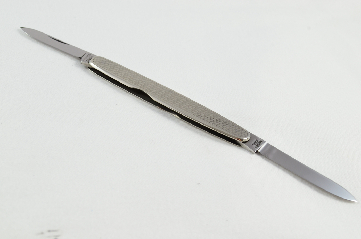 A HB&H Engine Turned Nickel Pocket Pen Knife Sheffield 1920 - Image 5