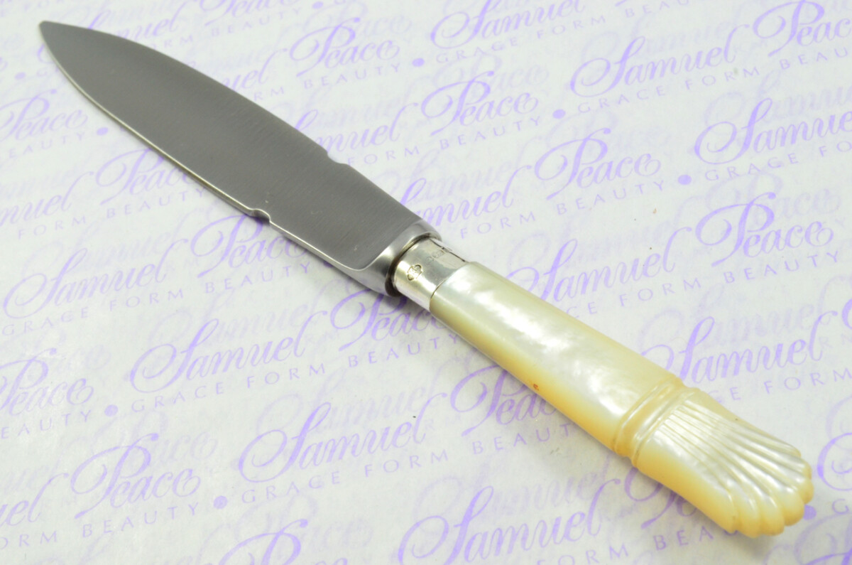 William Hutton & Sons Sheffield Mother of Pearl Sterling Silver Ferruled Letter Opener Sheffield 1910 Cased - Image 7