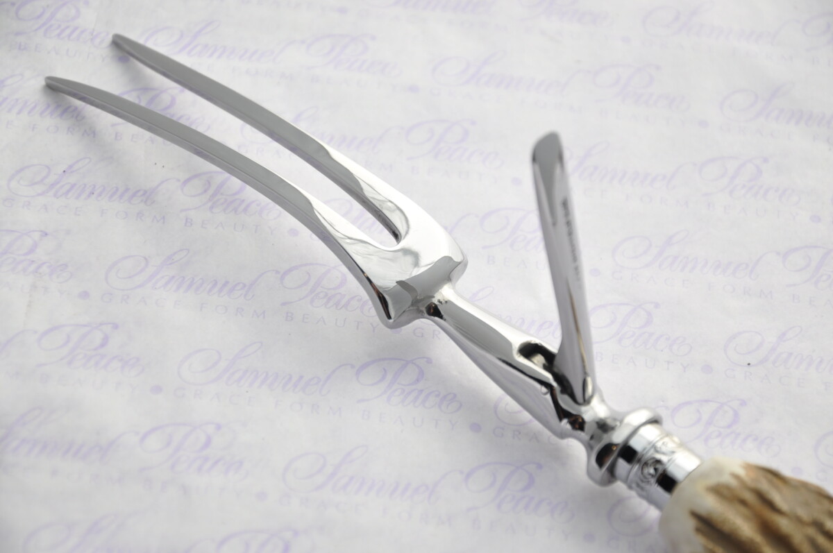 A Genuine Stag/Antler Handle 3 Piece Carving Set Silver Ferrules Cased Made In Sheffield England - Image 7