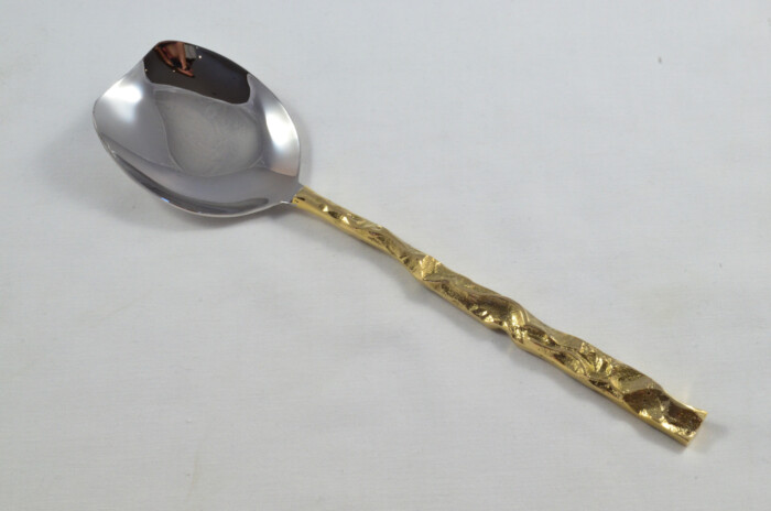 Pair Of Limited Edition Gold Plated Stainless Steel Salad Servers Ornate Pattern