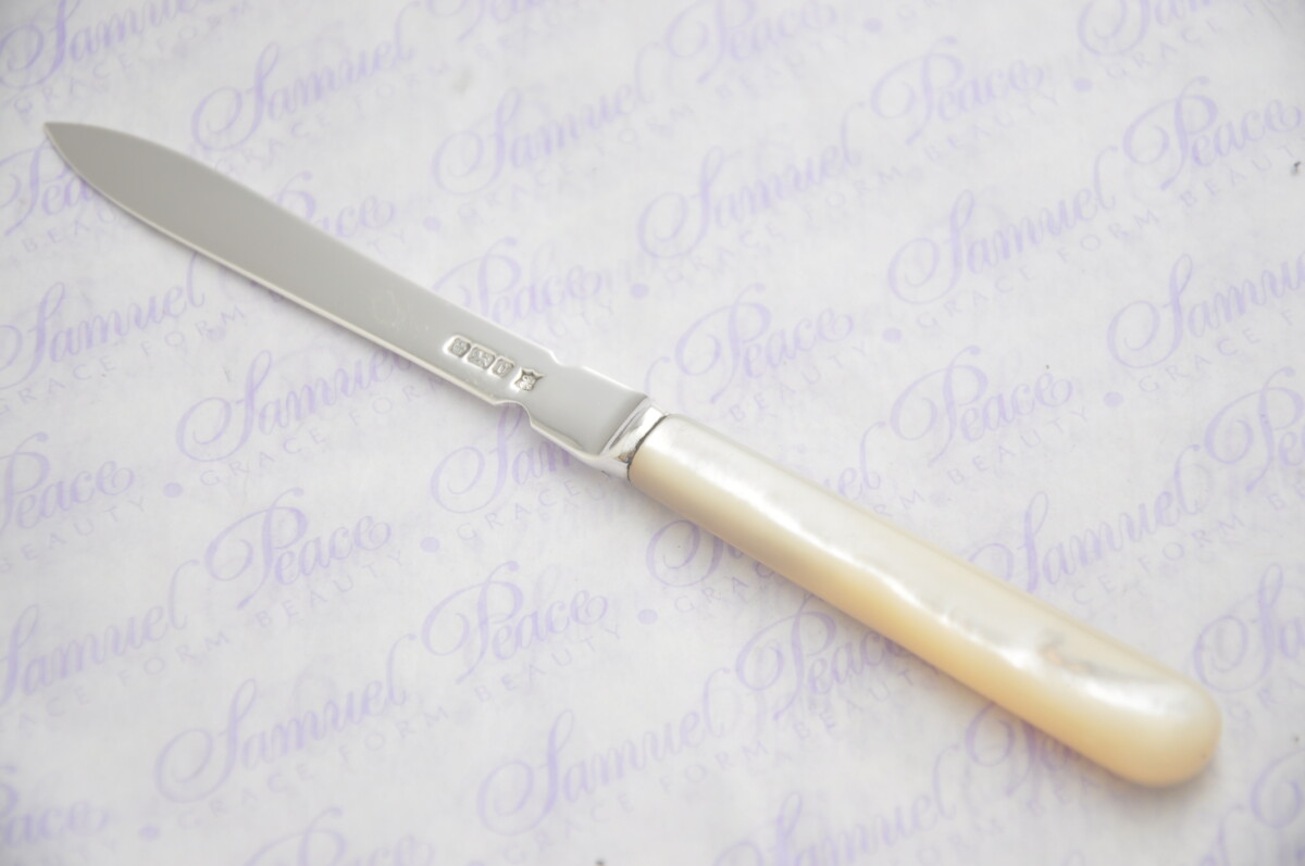 Pristine Mother of Pearl Sterling Silver Bladed Letter Opener Sheffield 1906 Cased - Image 2