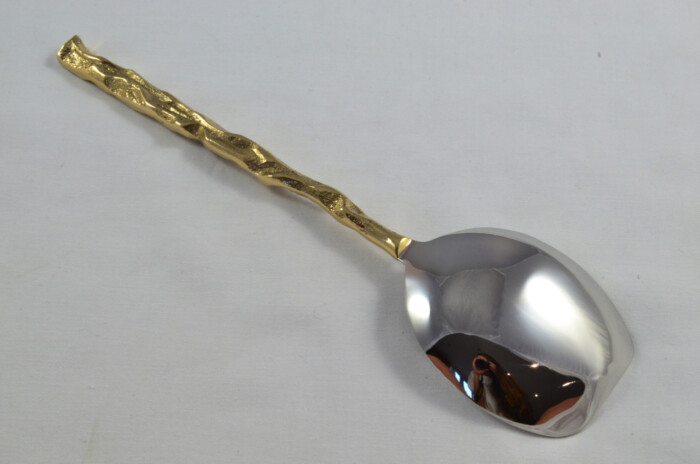 Pair Of Limited Edition Gold Plated Stainless Steel Salad Servers Ornate Pattern - Image 3