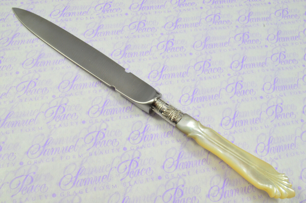 Beautiful Henry Greaves Sheffield Large Mother of Pearl Sterling Silver Ferruled Letter Opener Sheffield 1911 Cased - Image 3