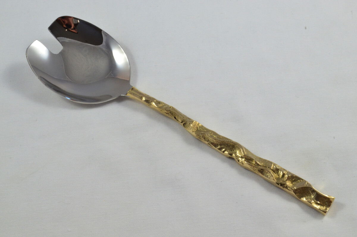 A Pair Of Limited Edition Gold Plated Stainless Steel Salad Servers Ornate Pattern - Image 5