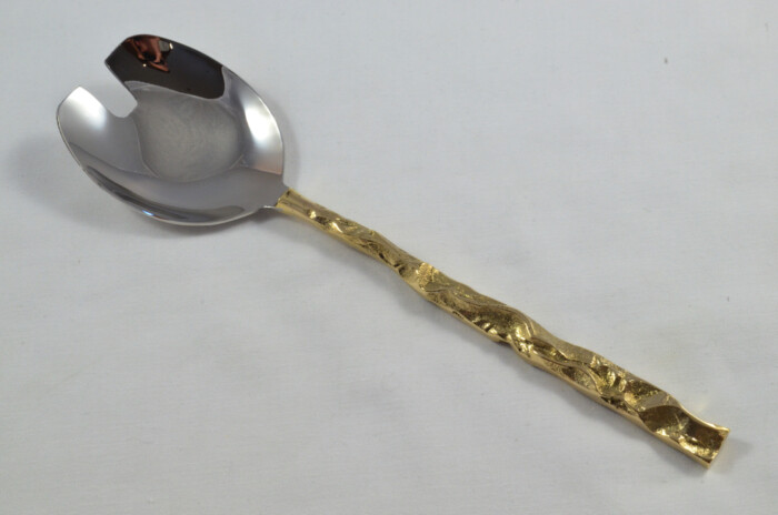 Pair Of Limited Edition Gold Plated Stainless Steel Salad Servers Ornate Pattern - Image 5