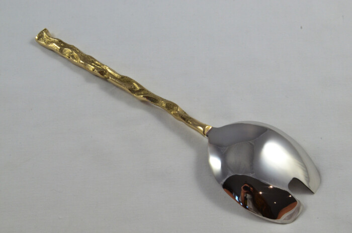 Pair Of Limited Edition Gold Plated Stainless Steel Salad Servers Ornate Pattern - Image 4